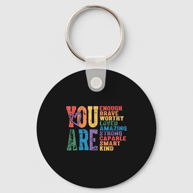 Llavero Retro Pride Mental Health You Are Enough Brave Wor (Anverso)