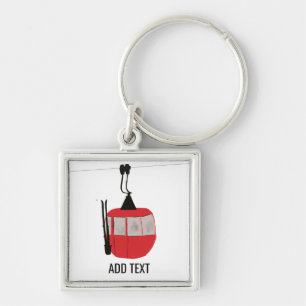 Llavero Retro Red Ski Gondola Lift Personalizado