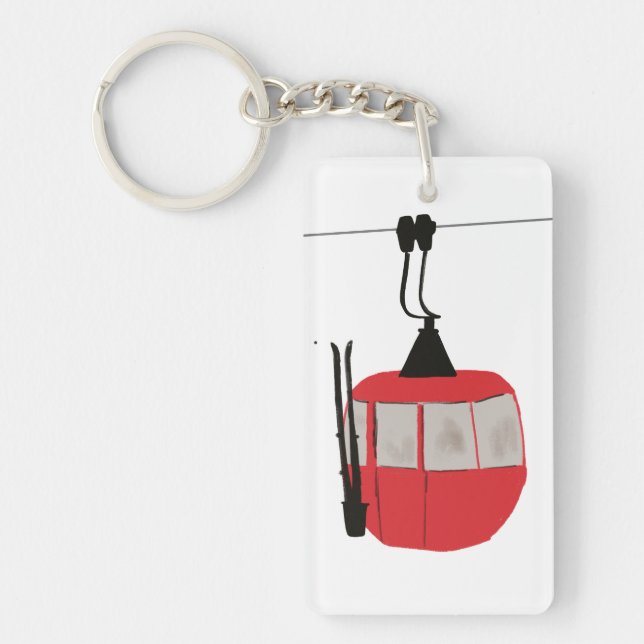 Llavero Retro Red Ski Gondola Lift Personalizado (Frente)