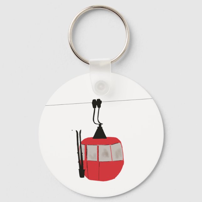 Llavero Retro Red Ski Gondola Lift Personalizado (Anverso)