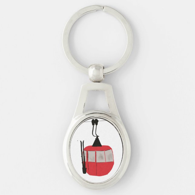 Llavero Retro Red Ski Gondola Lift Personalizado (Anverso)