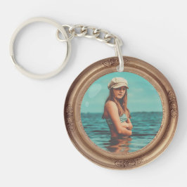 Llavero Retro Retro Retrato de estilo Dorado