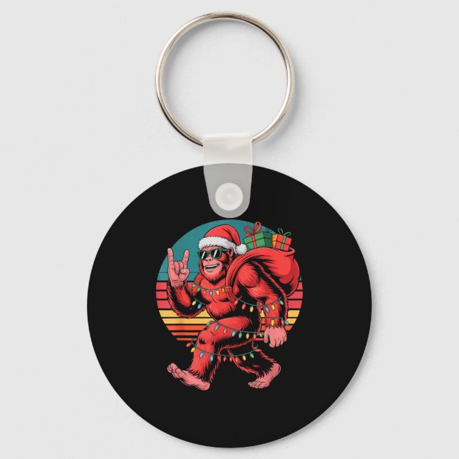 Llavero Retro Santa Bigfoot Christmas Funny Sasquatch Xmas (Anverso)