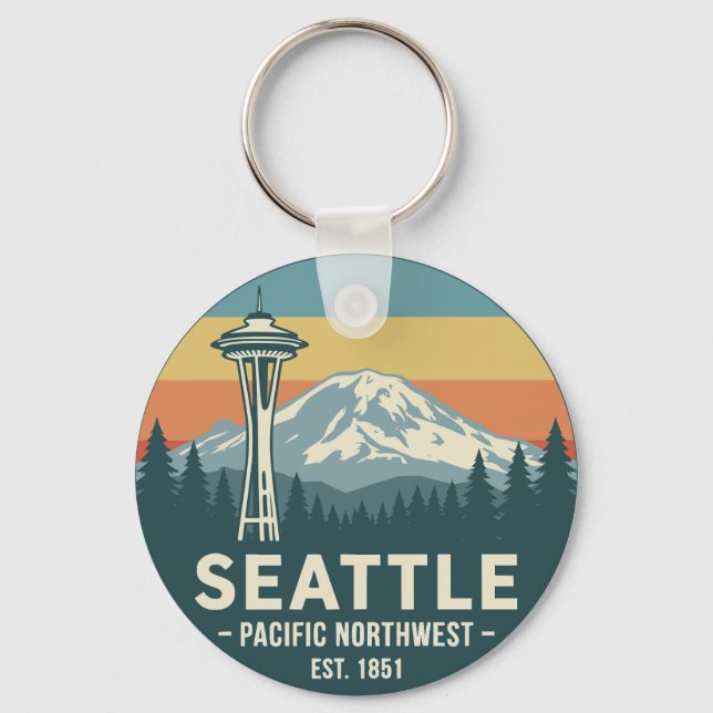 Llavero Retro Seattle Pacific Northwest Mt. Rainier (Anverso)