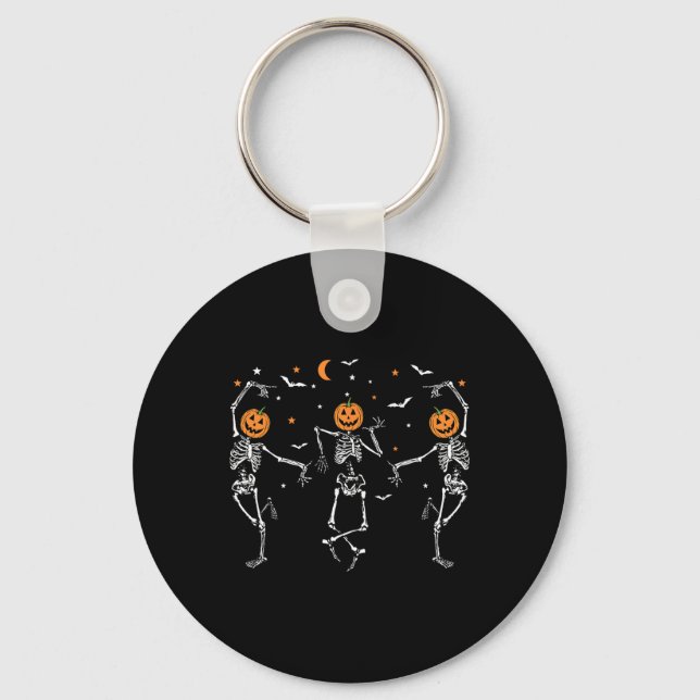 Llavero Retro Skeleton Dance Dancing Funny Calabaza Hallow (Anverso)