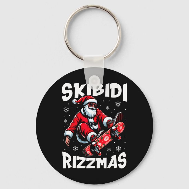 Llavero Retro Skibidi Rizzmas Funny Santa Clause Skating B (Anverso)