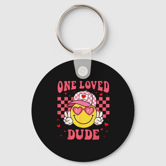 Llavero Retro Smile Face One Loved Dude Valentines Day Men (Anverso)