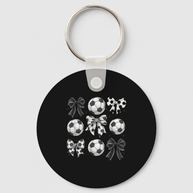 Llavero Retro Soccer Bow,game Day,coquette Soccer Mom,mama (Anverso)