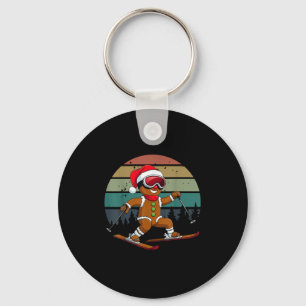 Llavero Retro Sun Gingerbread Hombre Esquiando Santa Hat X
