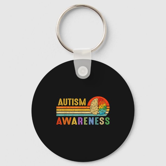 Llavero Retro Sunset Autism Awareness Neurodiversity Spect (Anverso)