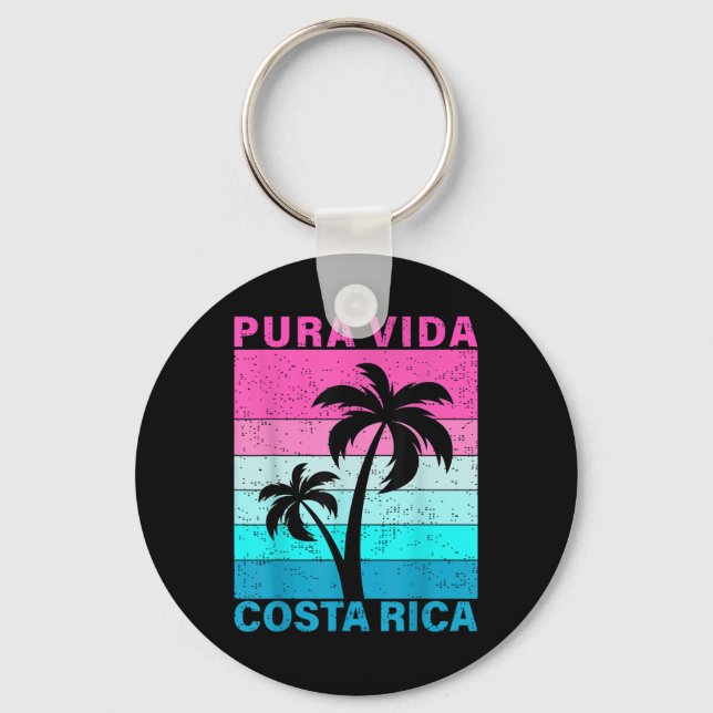 Llavero Retro Sunset Palm Tree Costa Rica Vacation Pura Vi (Anverso)