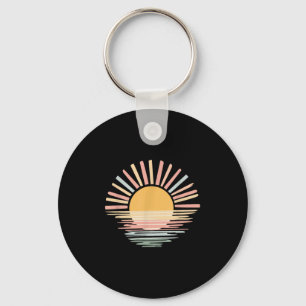 Llavero Retro Sunset Rays, verano chica, bella Canvas Suns