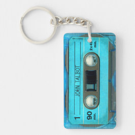 Llavero Retro T4 Blue Audiotape mixtape Cassette Name K