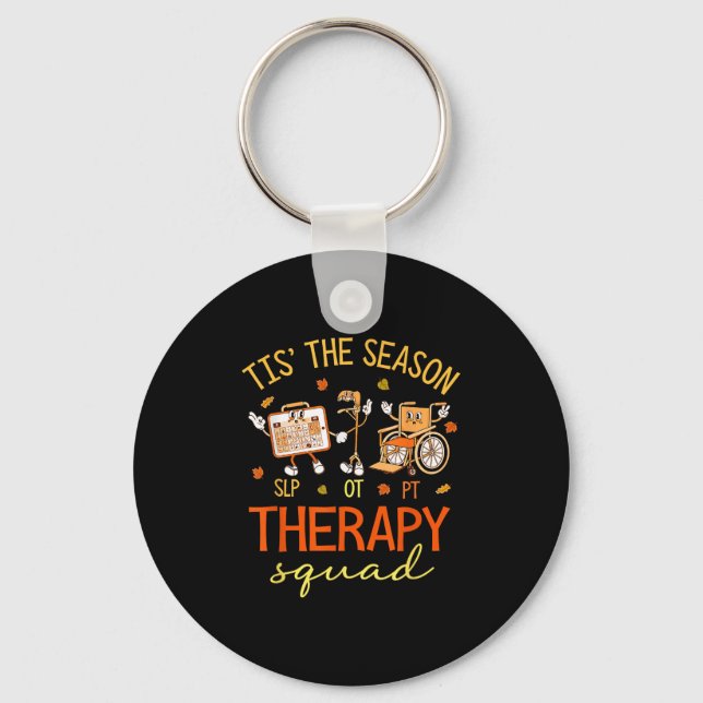 Llavero Retro Therapy Squad Slp Ot Team Fall Otoño Phy (Anverso)