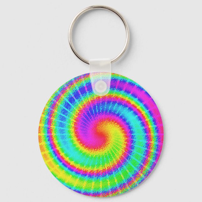 Llavero Retro Tie Dye Hippie Psicodélico (Anverso)