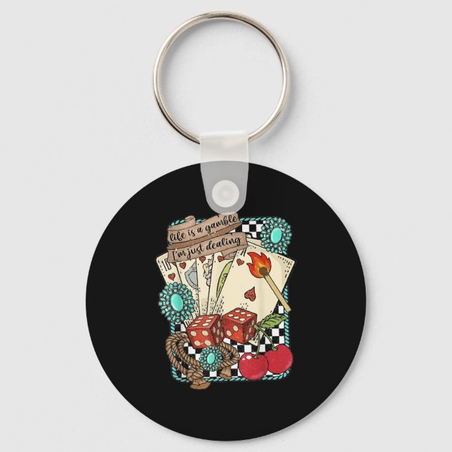 Llavero Retro Turquoise Western Wild West Cowboy Cowgirl  (Anverso)