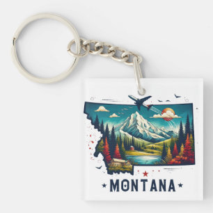 Llavero Retro Vintage Montana State Map