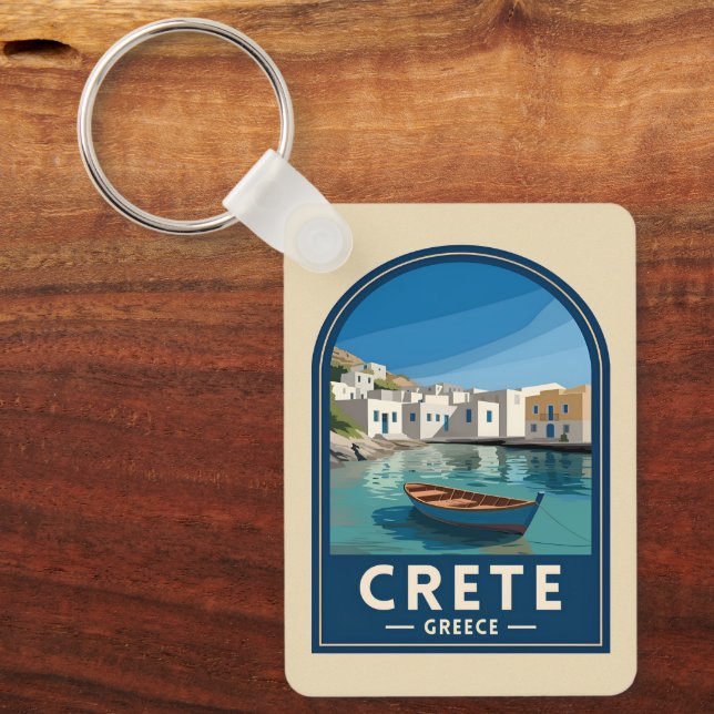 Llavero Retro Vintage Travel Crete Greece Seaside (Anverso)