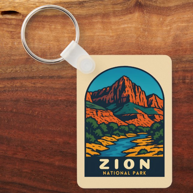 Llavero Retro Vintage Travel Zion National Park Utah (Anverso)