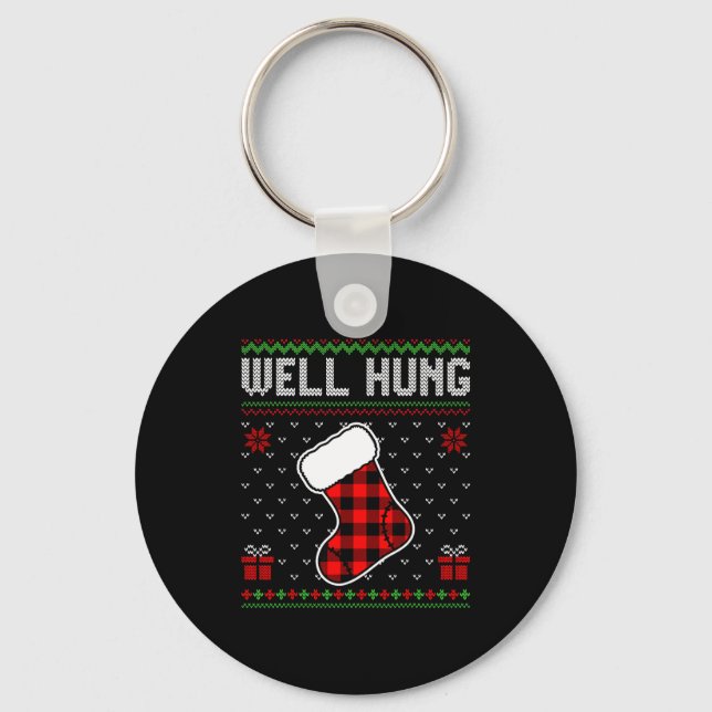 Llavero Retro Well Hung Ugly Christmas Sweater Couples Mat (Anverso)