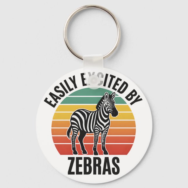 Llavero Retro Zebra Sunset with Fun Wild Spirit (Anverso)