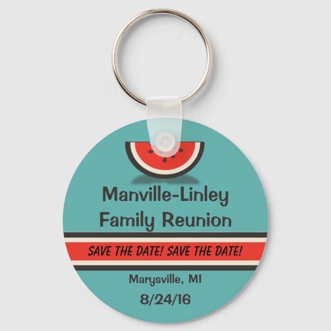 Llavero Reunión de la familia Watermelon Save the Date Key (Anverso)