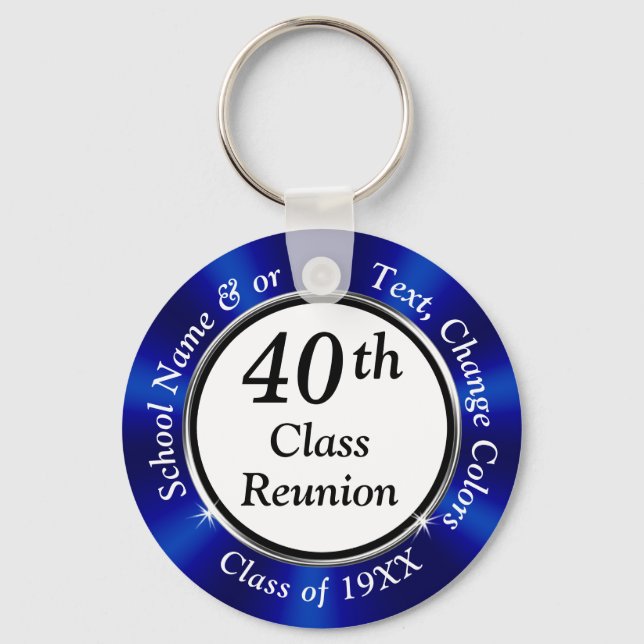 Llavero Reunión escolar de 40 años en azul, negro y blanco (Anverso)