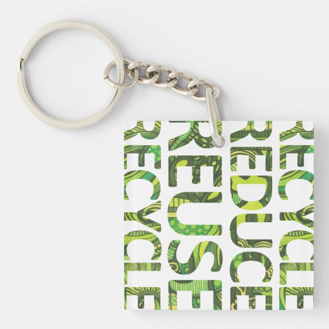 Llavero Reutilizar Reciclar Ir Verde Keychain (Frente)