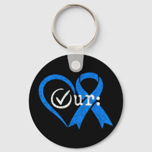 Llavero Revisa el cáncer de colon cinta azul corazón