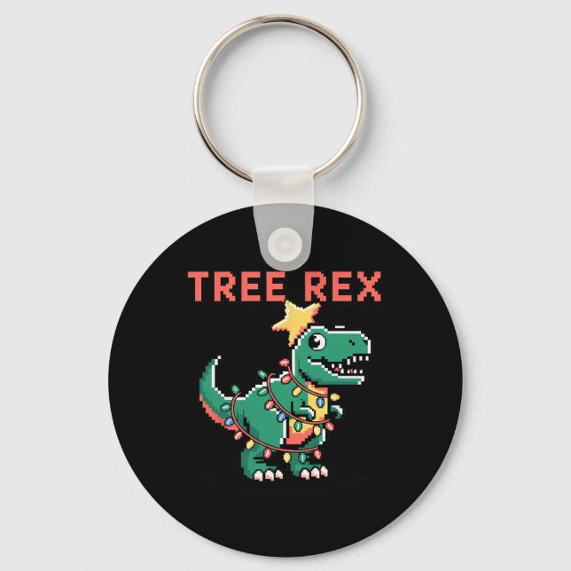 Llavero Rex del árbol suéter feo de Navidad Dinosaurio Nav (Anverso)