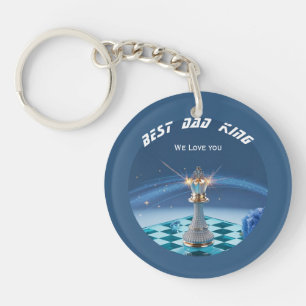 Llavero Rey de Ajedrez Metálico Diamante Azul Día del Padr