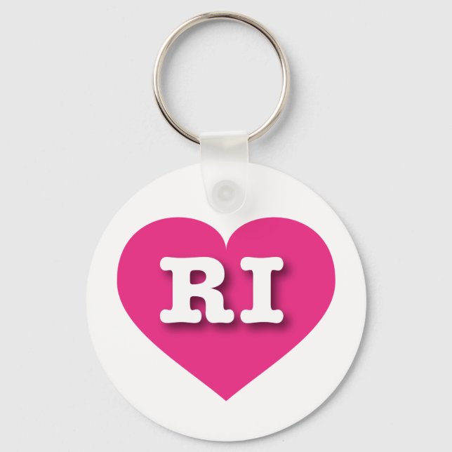 Llavero Rhode Island Hot Pink Heart - Amo RI (Anverso)