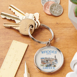 Llavero Rhodes Greece Watercolor – Greek Island Gift