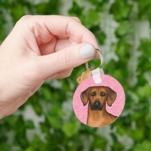 Llavero Rhodesia Ridgeback Perro Cabeza De Amor Rosa
