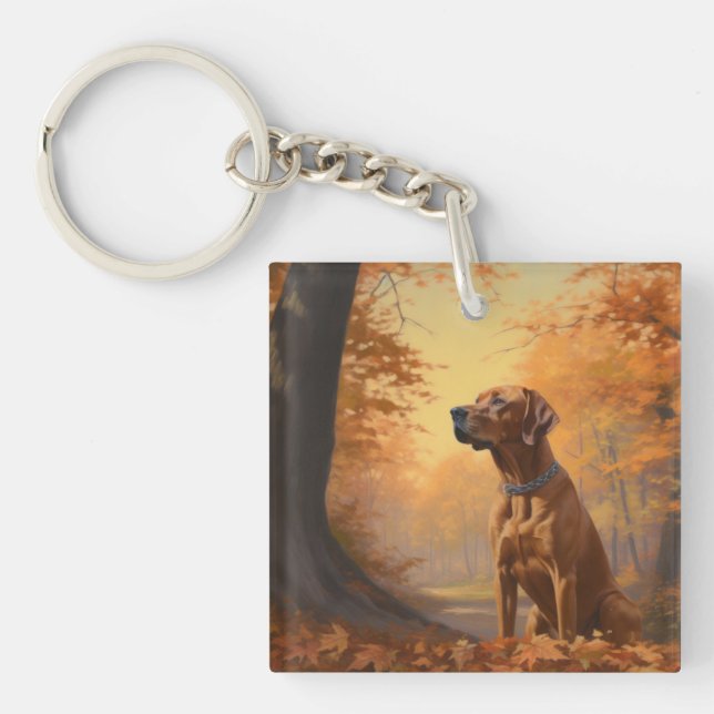 Llavero Rhodesian Ridgeback  en Otoño Las Hojas Caídas Ins (Frente)