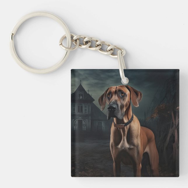 Llavero Rhodesian Ridgeback Halloween Scary (Frente)