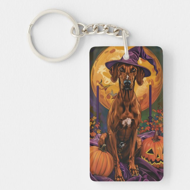 Llavero Rhodesian Ridgeback Perro Bruja de Halloween Calab (Frente)