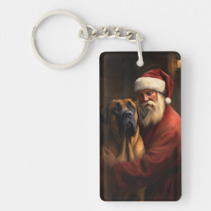 Llavero Rhodesian Ridgeback Santa Claus Festivo Navidad