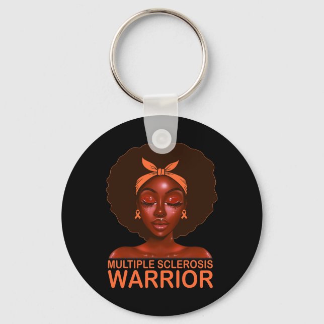Llavero Ribbon Ms Awareness Warrior Black Afro Mujeres Chi (Anverso)