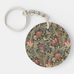 Llavero Rich Floral Tapestry Brocade Antiguo Clásico