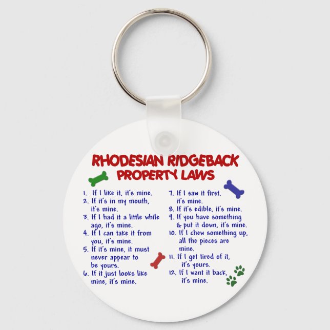 Llavero RIDGEBACK RHODESIAN (Leyes de propiedad) 2 (Anverso)