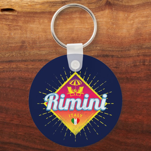Llavero Rimini Emilia-Romagna Italia Retro Sunset Vintage (Anverso)