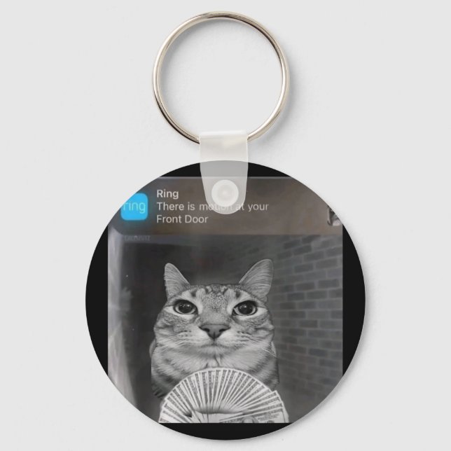 Llavero Ring Cat con meme de movimiento maldice a gracioso (Anverso)