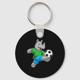 Llavero Rinoceronte como jugador de fútbol con camiseta de