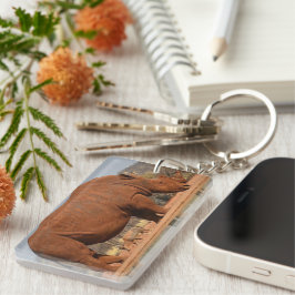 Llavero Rinoceronte con barro en foto de piel