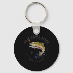 Llavero Río Bois Brule Wisconsin Recuerdo de Pesca con Mos