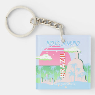 Llavero Río de Janeiro Brasil Ilustracion azul de viajes d