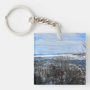 Llavero Río San Lorenzo en invierno, Quebec, Canadá