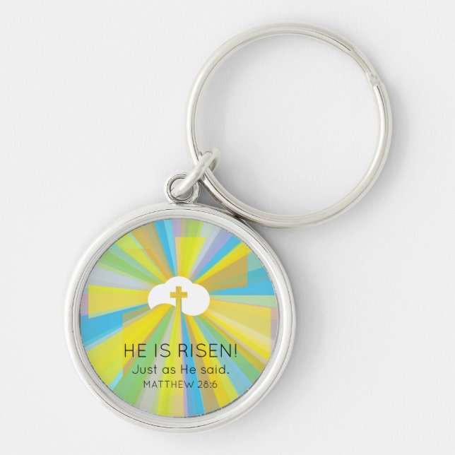 Llavero Risen Cloud and Cross with Colorful Light Rays (Frente)