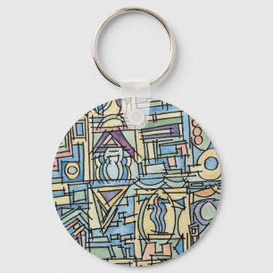 Llavero Ritmo En Azul-Arte Abstracto Pintado a Mano